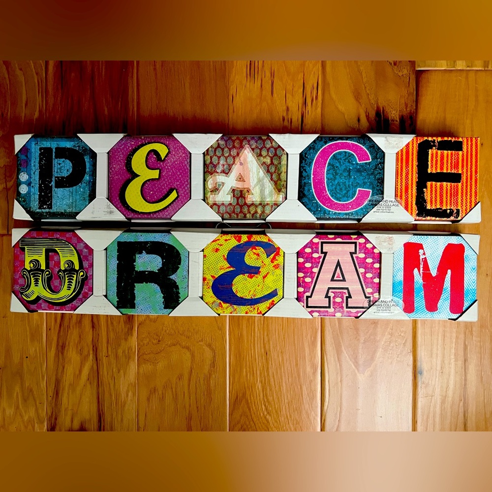 ☮️HOME Canvas Wall Art🖼 “PEACE” (LOT of 5) NWT🎨